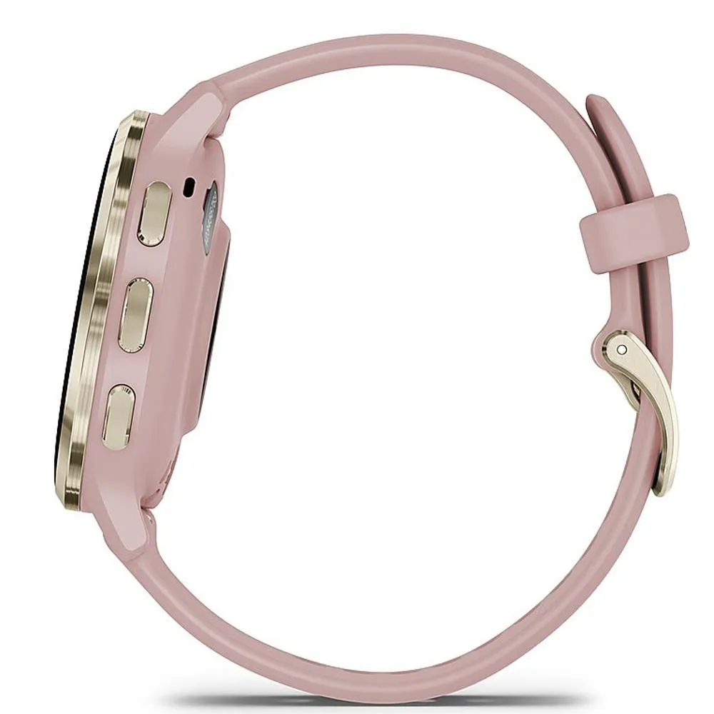 Garmin Venu 3S GPS Smartwatch Gold Steel Bezel w/ Dust Rose Case   Accessories Kit