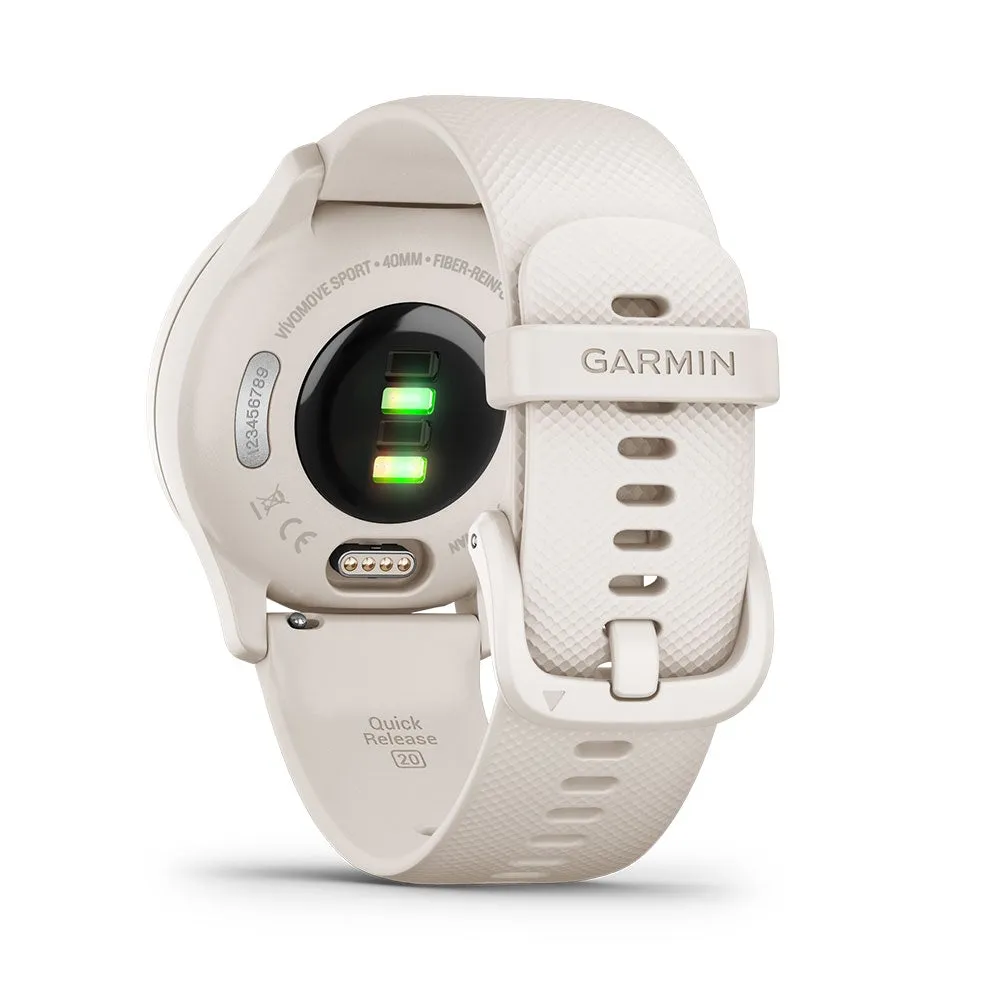 Garmin Vivomove Sport Hybrid Smart Watch - Ivory Case and Silicone Band (AU Version)