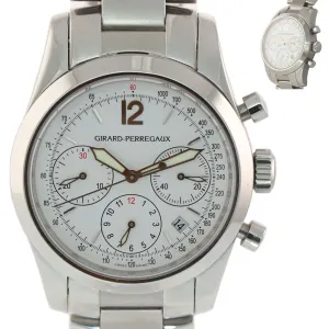 Girard Perregaux Sport Automatic Chronograph 4956 40mm White Steel Date Watch
