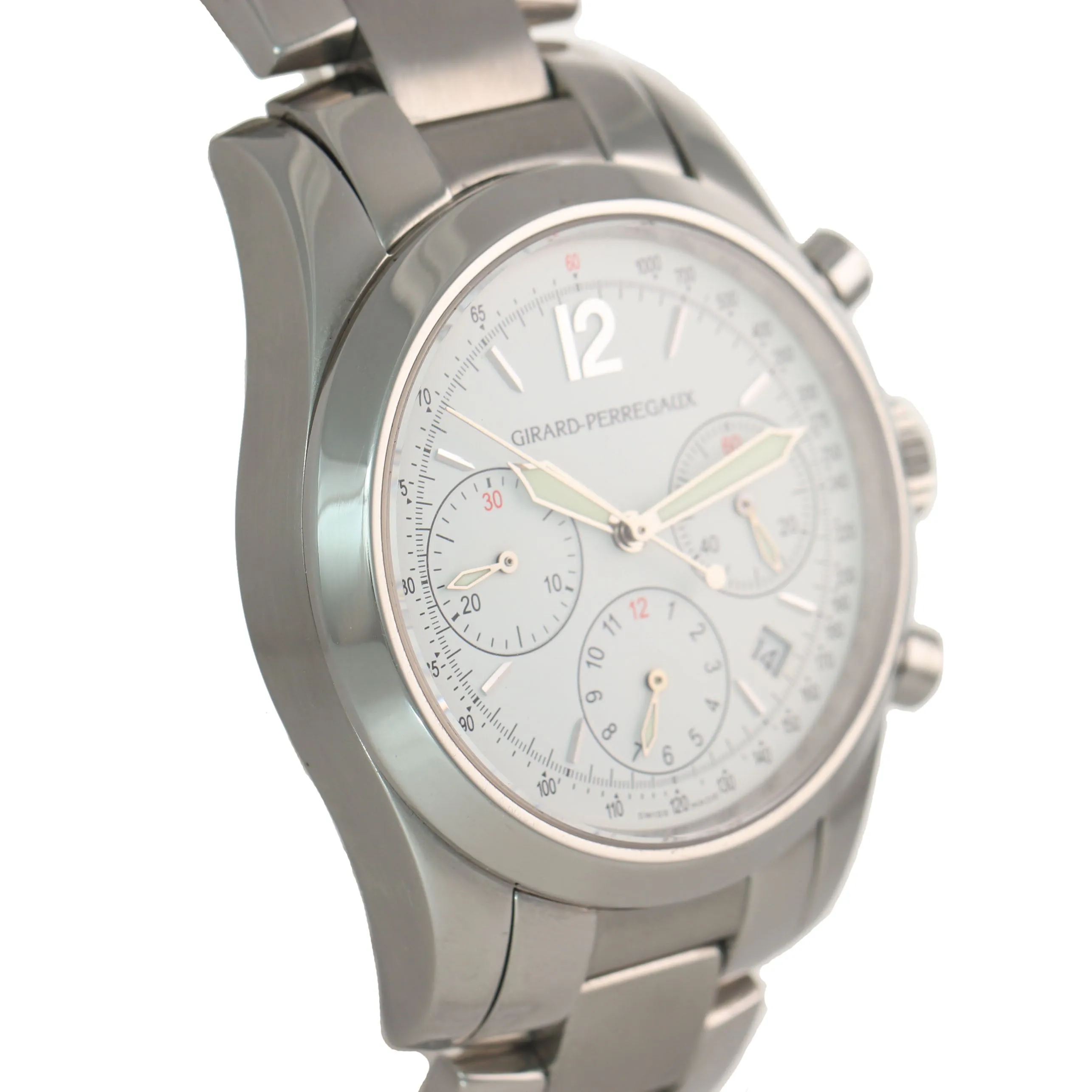 Girard Perregaux Sport Automatic Chronograph 4956 40mm White Steel Date Watch