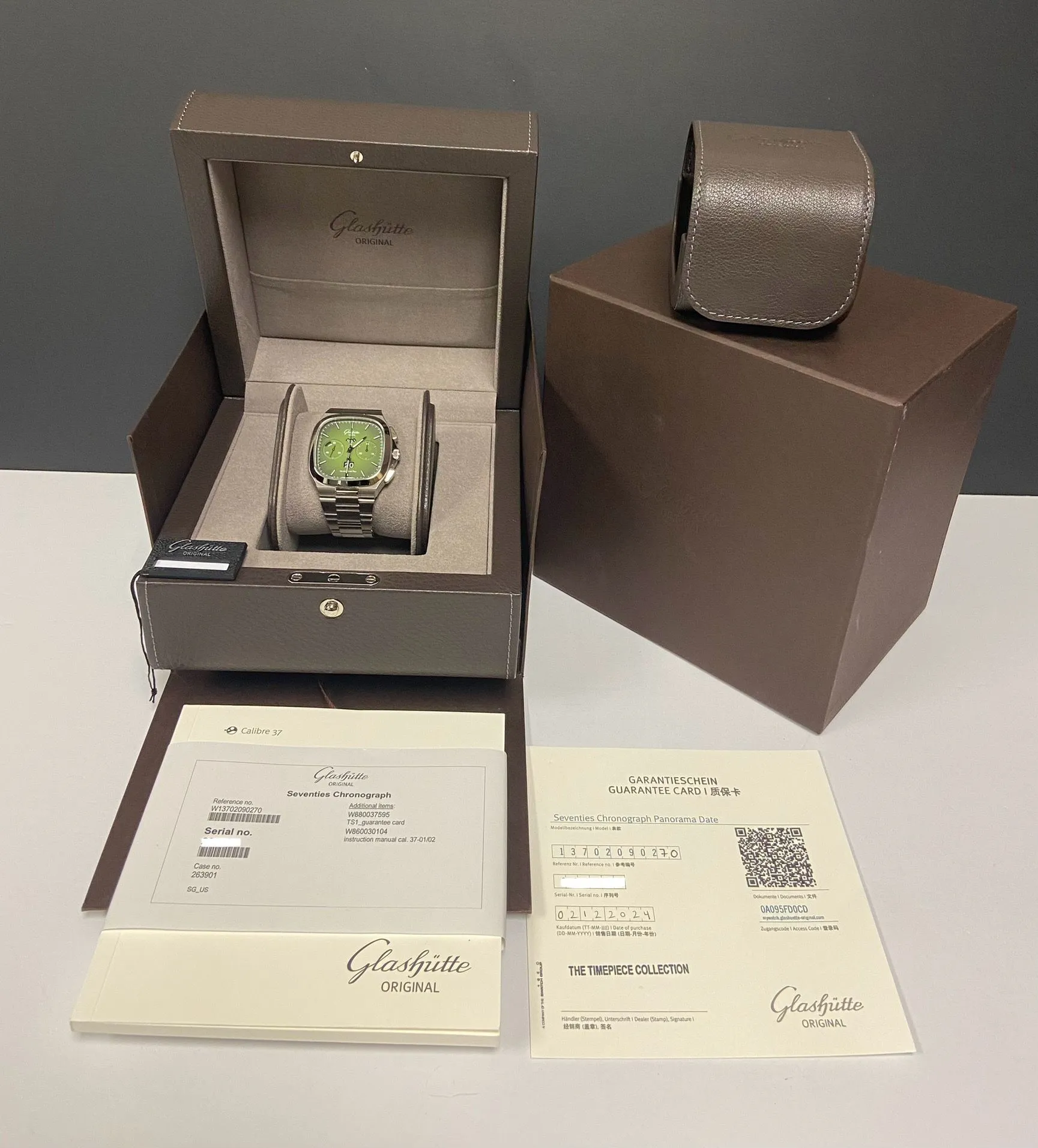 Glashutte Original Seventies Chronograph Panorama Date 40mm 1-37-02-09-02-70 Green Dial Automatic Men's Watch
