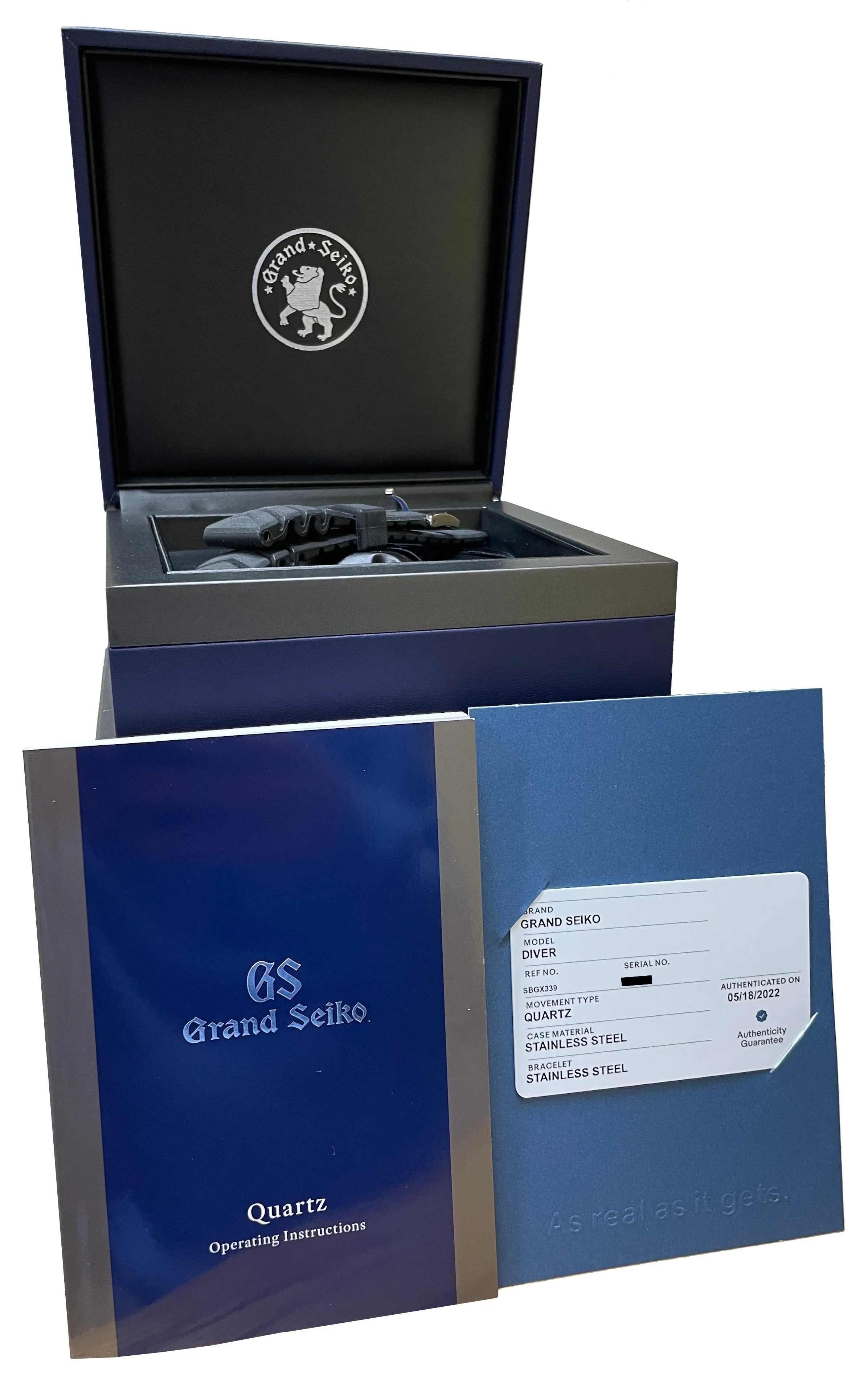 Grand Seiko Sport Quartz Diver 43.6mm Stainless Steel Black Watch SBGX339 BOX