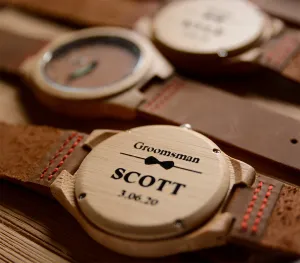 Groomsmen Gift Ideas - Engraved Groomsmen Wooden Watches Leather Band