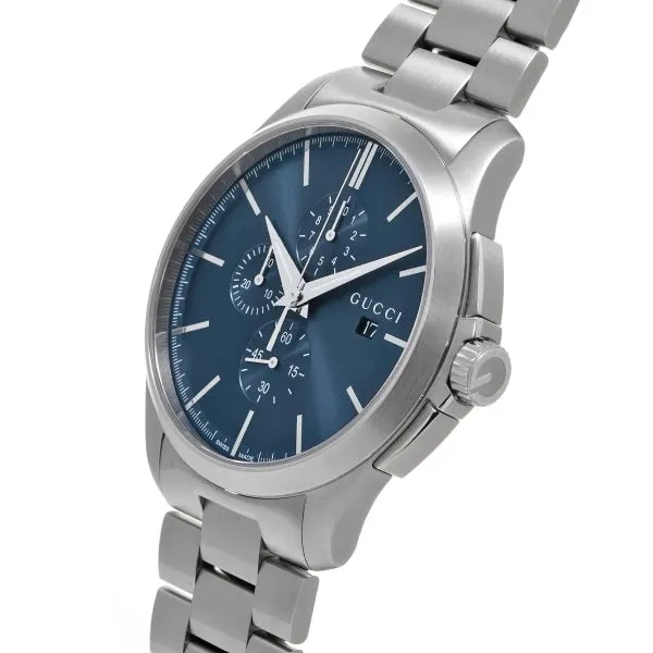 Gucci G Timeless Silver Stainless Steel Blue Dial Chronograph Quartz Watch for Gents - YA126273