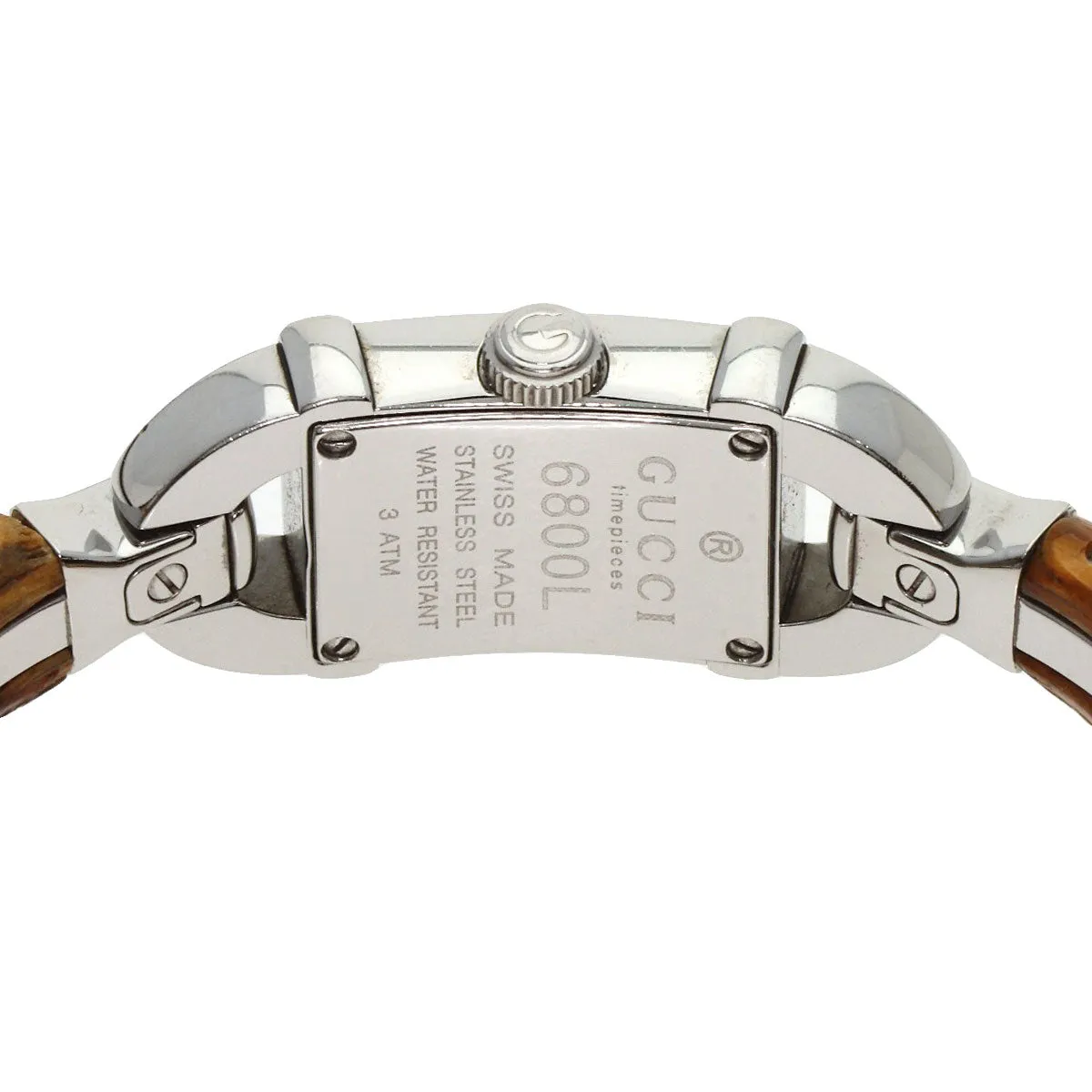 GUCCI Watches Quartz 6800L Stainless Steel, Bamboo Silver Bamboo black dial Women Used Authentic