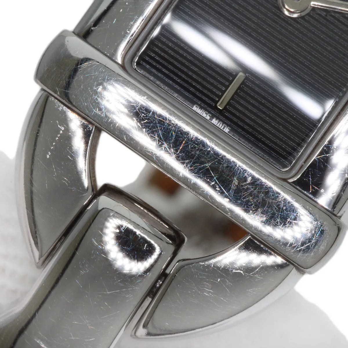 GUCCI Watches Quartz 6800L Stainless Steel, Bamboo Silver Bamboo black dial Women Used Authentic