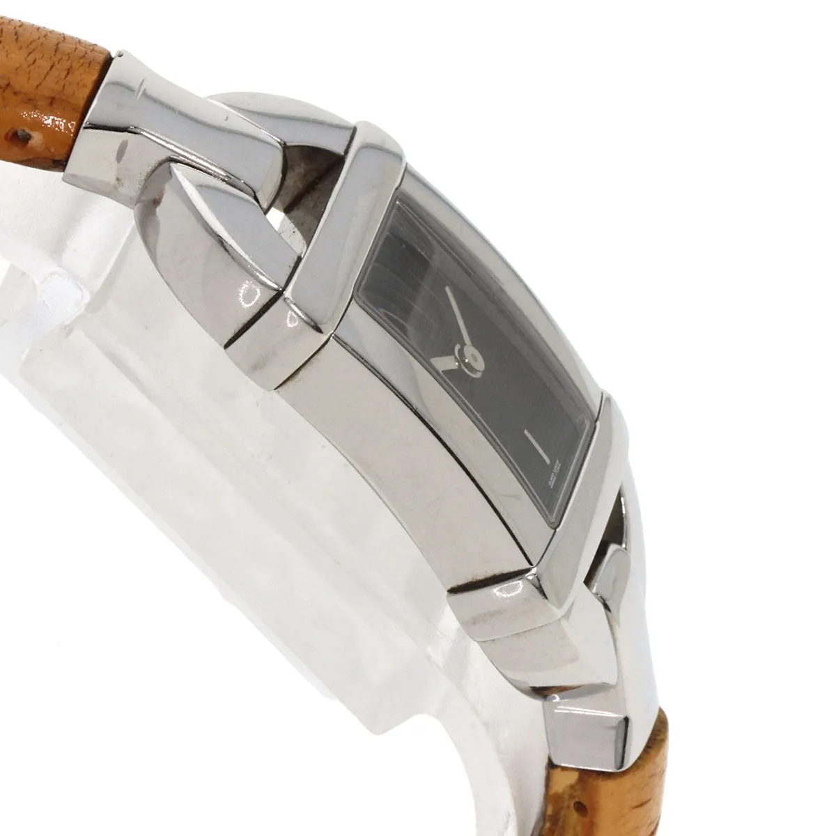 GUCCI Watches Quartz 6800L Stainless Steel, Bamboo Silver Bamboo black dial Women Used Authentic