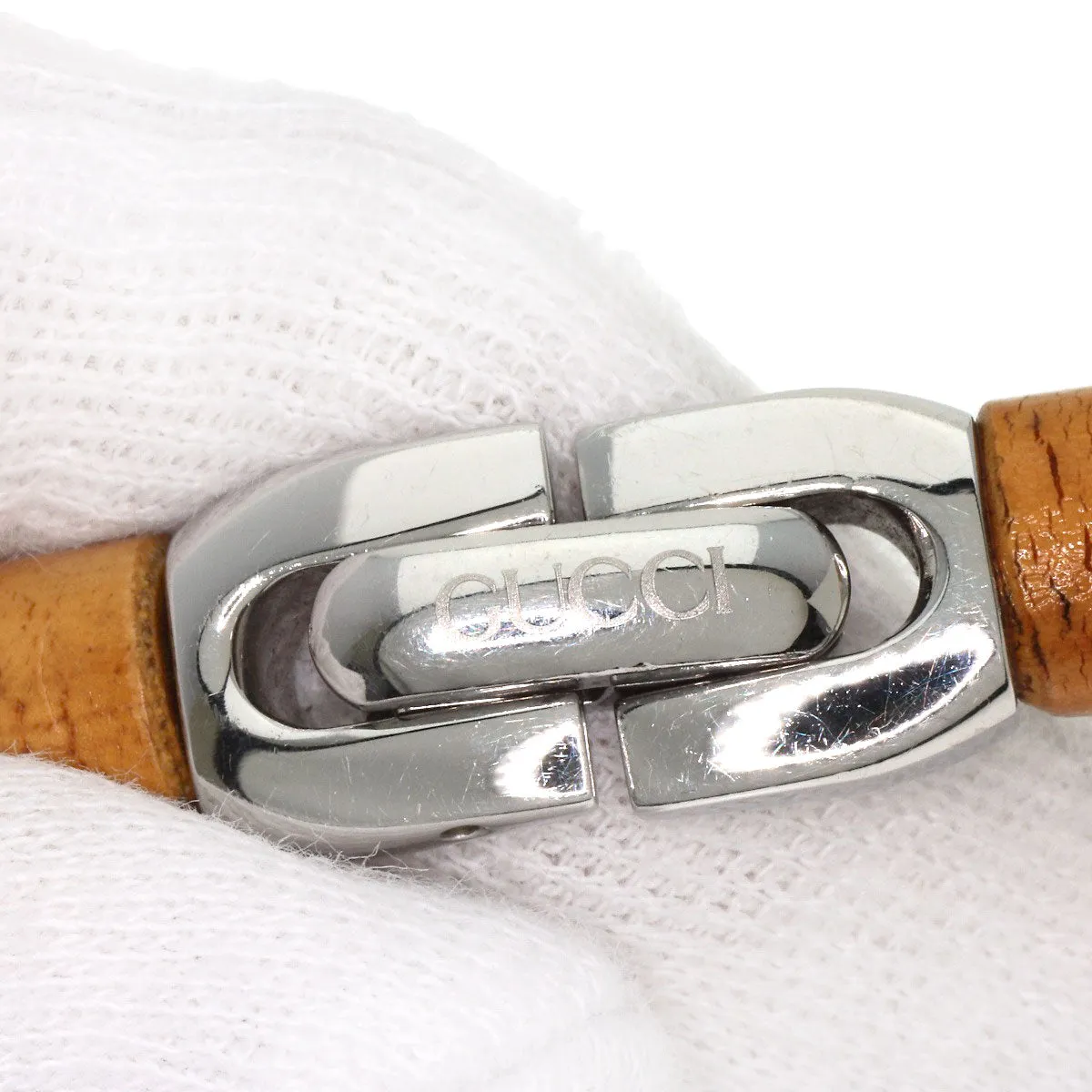 GUCCI Watches Quartz 6800L Stainless Steel, Bamboo Silver Bamboo black dial Women Used Authentic