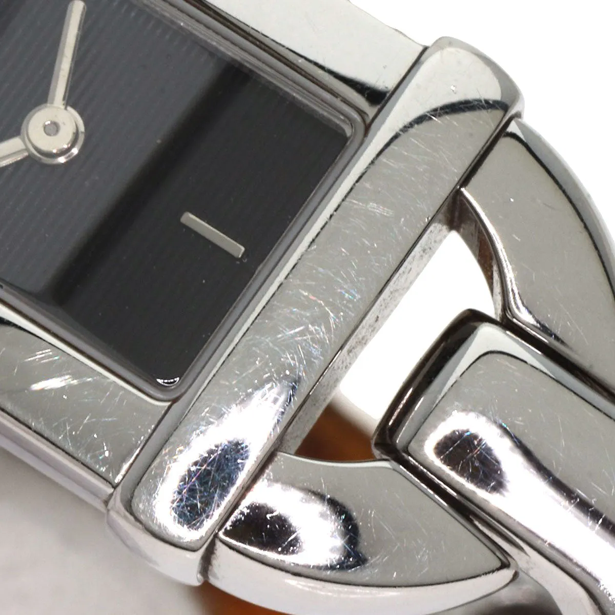 GUCCI Watches Quartz 6800L Stainless Steel, Bamboo Silver Bamboo black dial Women Used Authentic