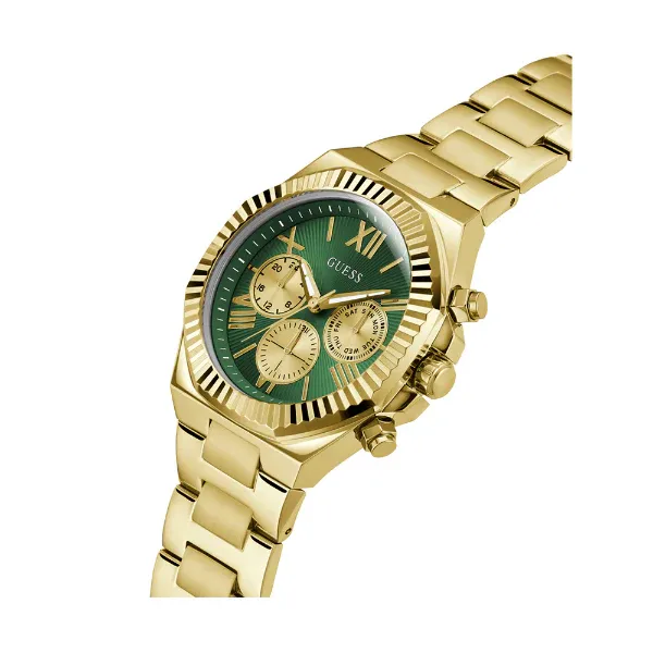 Guess Equity Gold Stainless Steel Green Dial Chronograph Quartz Watch for Gents - GW0703G2