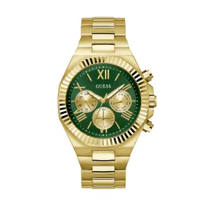Guess Equity Gold Stainless Steel Green Dial Chronograph Quartz Watch for Gents - GW0703G2