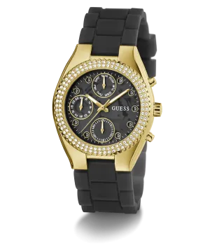 GUESS Ladies Black Gold Tone Multi-function Watch