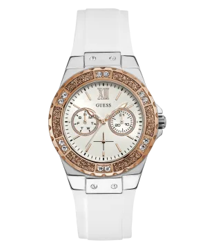 GUESS Ladies White Silver Tone Multi-function Watch