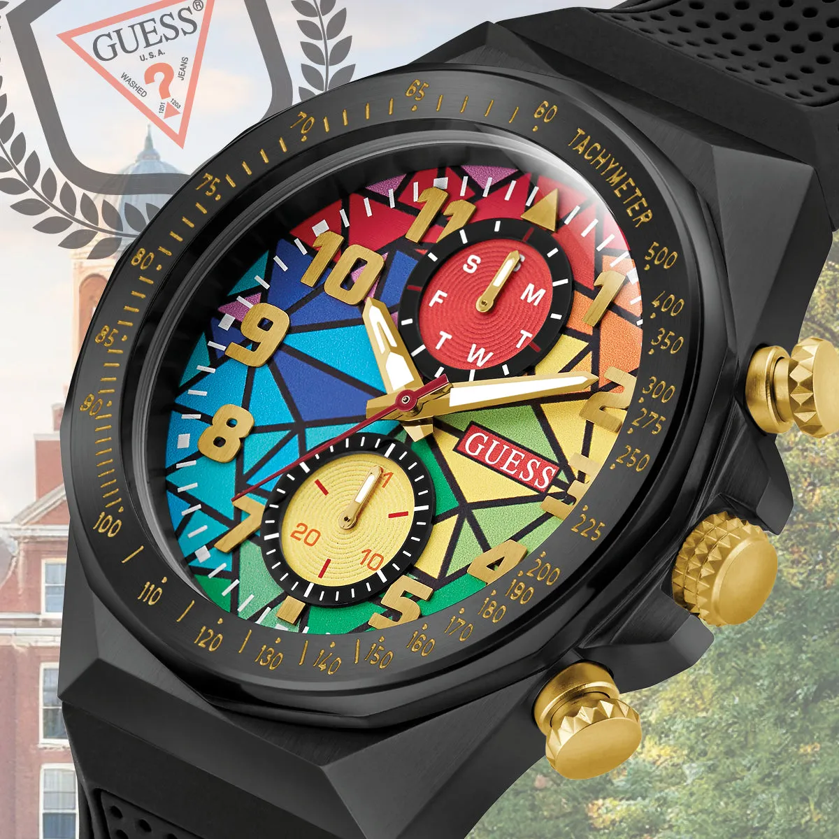 GUESS Mens Black Multi-function Watch