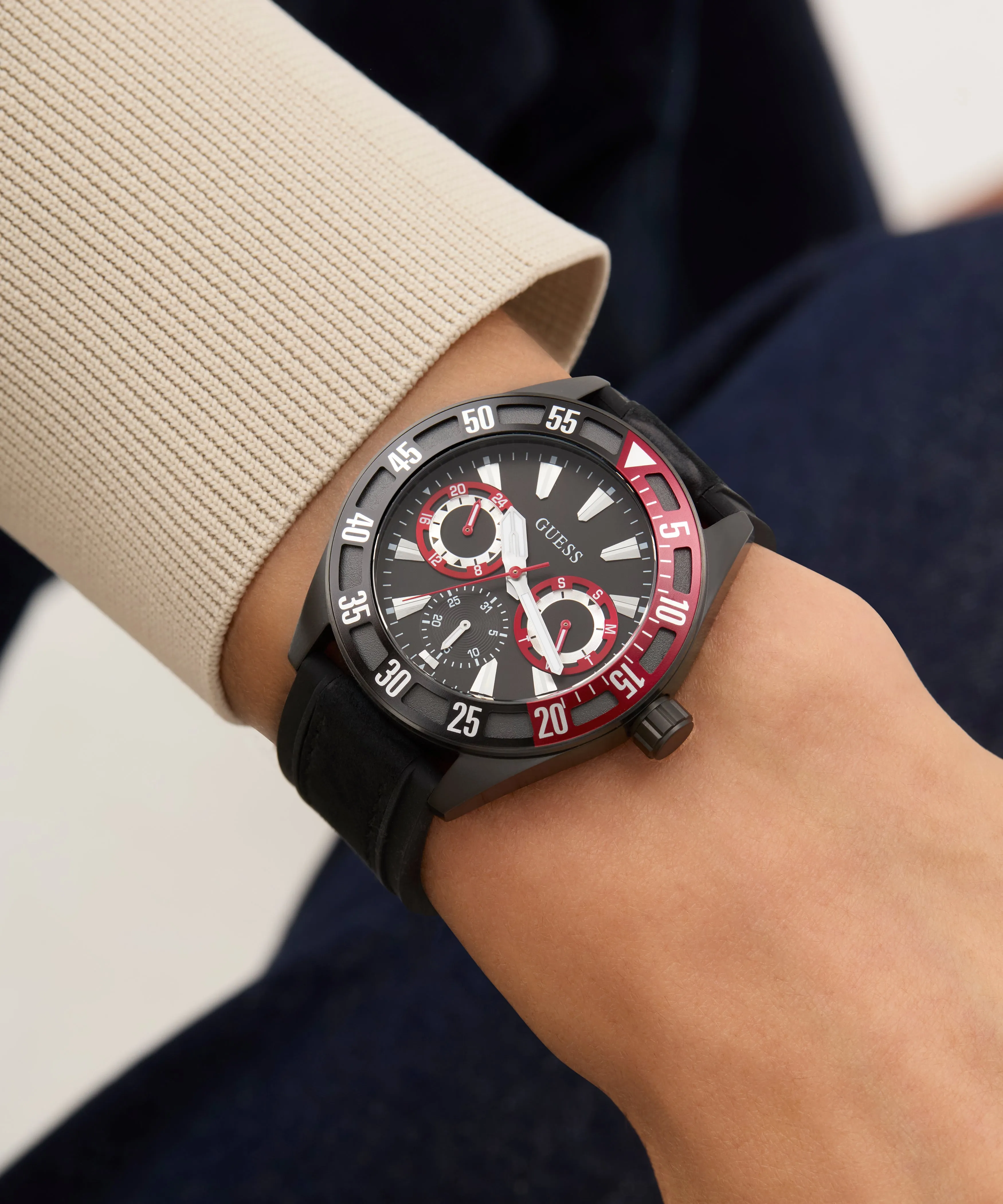 GUESS Mens Black Multi-function Watch