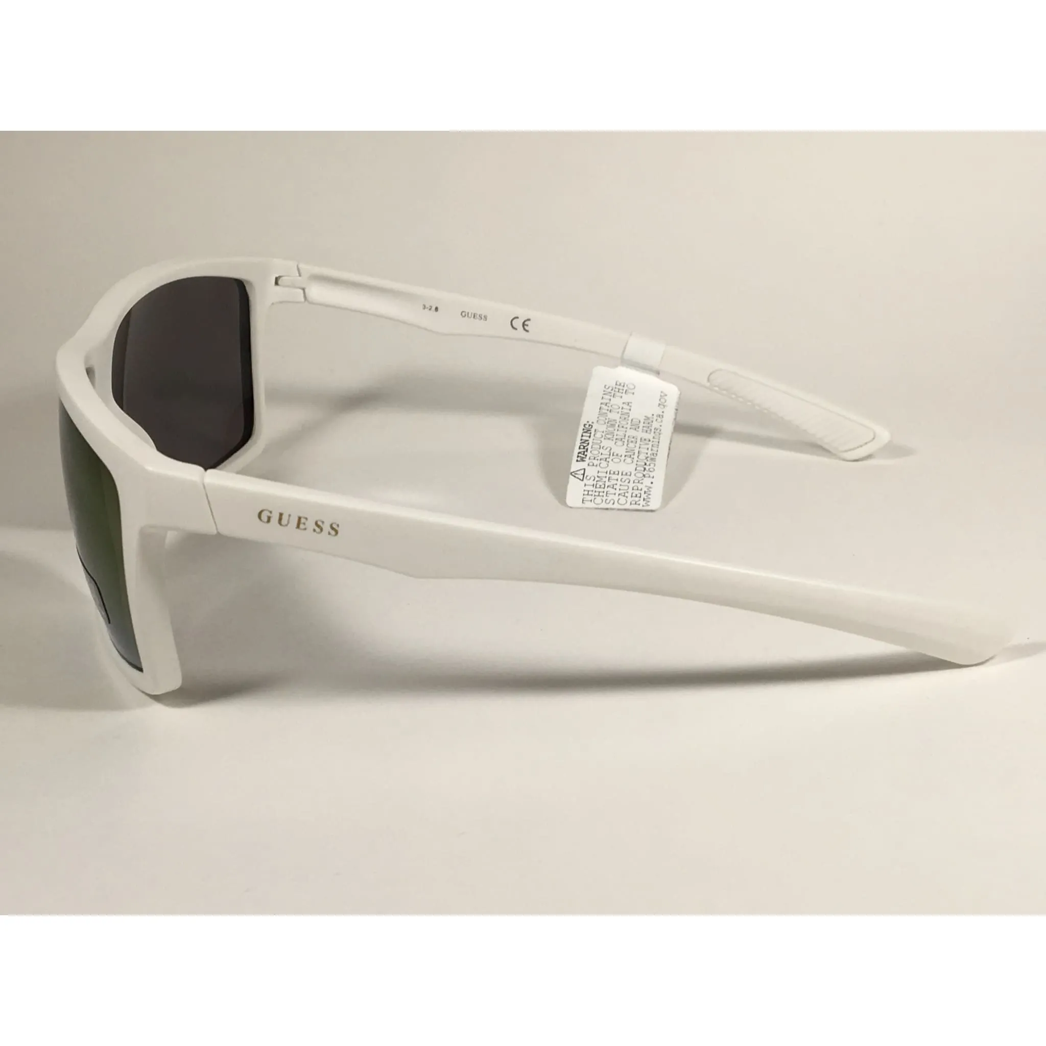 Guess Rectangle Sunglasses Matte White Ivory Frame  Multicolor Mirror Flash Lens GF0198 21G