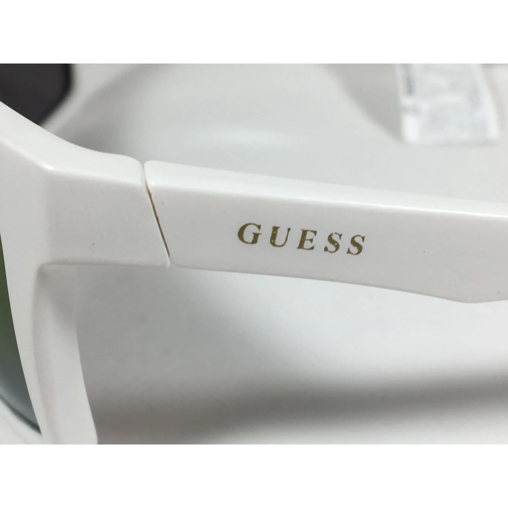 Guess Rectangle Sunglasses Matte White Ivory Frame  Multicolor Mirror Flash Lens GF0198 21G