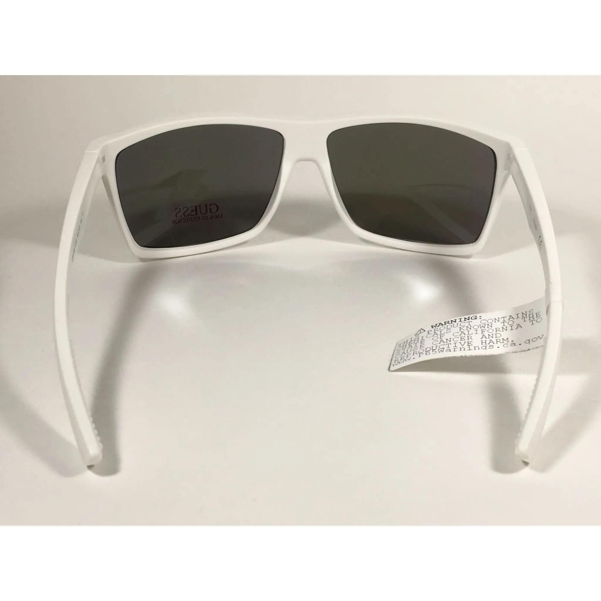 Guess Rectangle Sunglasses Matte White Ivory Frame  Multicolor Mirror Flash Lens GF0198 21G