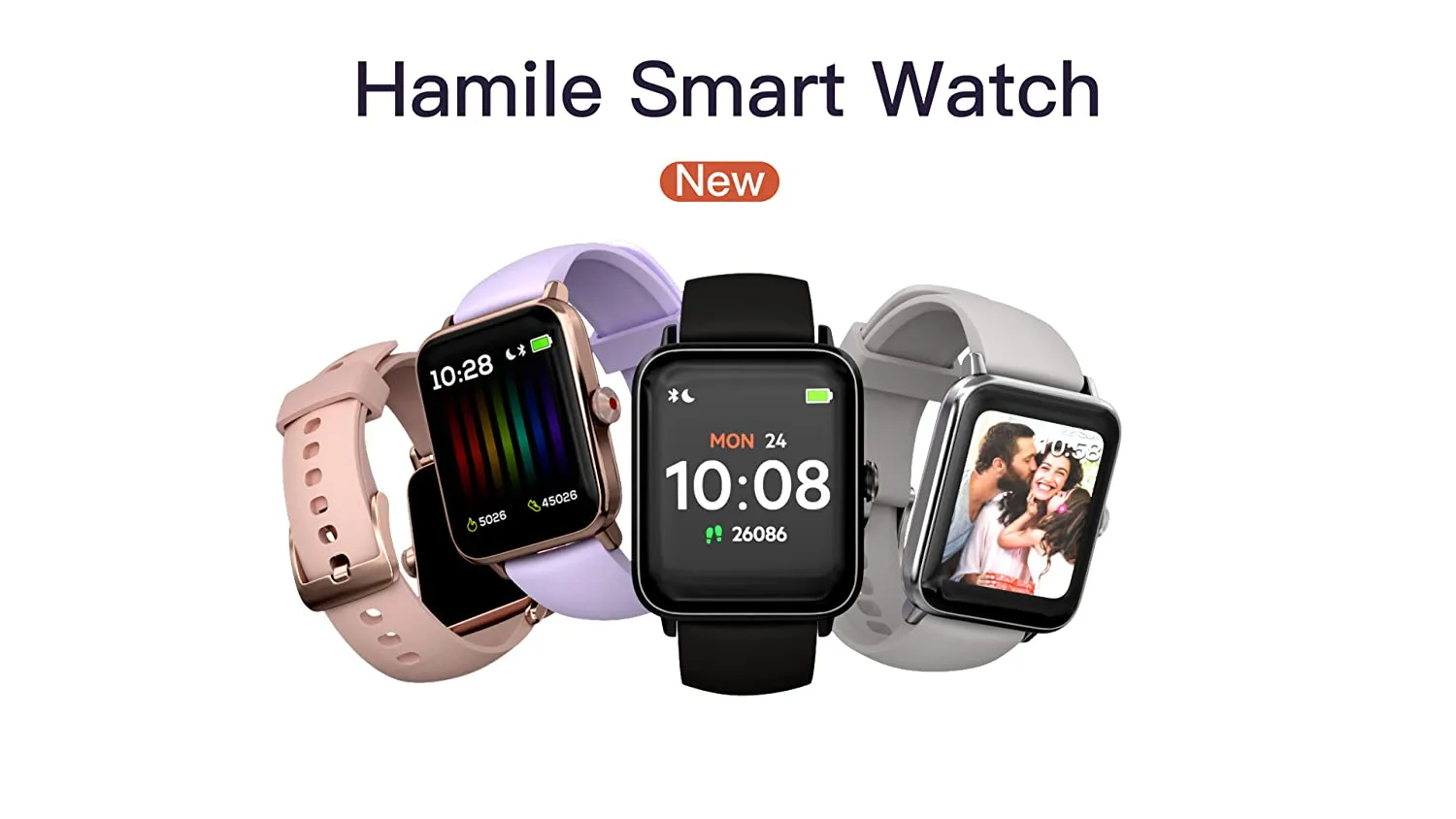 Hamile 1.55" Smart Watch for Android Phones Compatible with iPhone, Fitness Watch with Heart Rate Monitor Sleep Tracker, 5ATM Waterproof Smart Watches for Women Men, 200  Dials, Grey