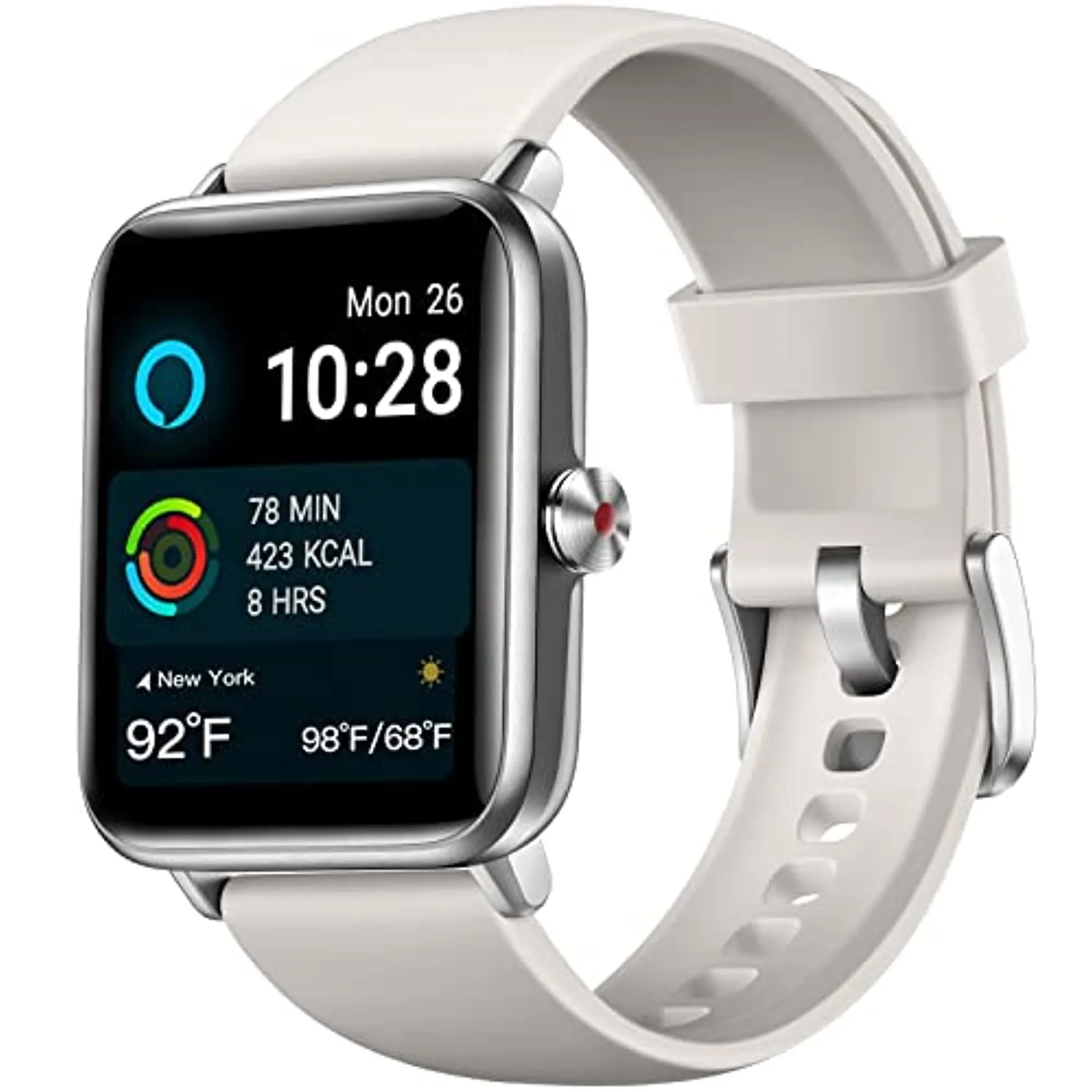 Hamile 1.55" Smart Watch for Android Phones Compatible with iPhone, Fitness Watch with Heart Rate Monitor Sleep Tracker, 5ATM Waterproof Smart Watches for Women Men, 200  Dials, Grey