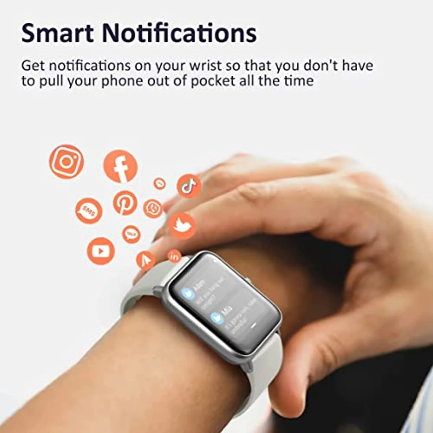 Hamile 1.55" Smart Watch for Android Phones Compatible with iPhone, Fitness Watch with Heart Rate Monitor Sleep Tracker, 5ATM Waterproof Smart Watches for Women Men, 200  Dials, Grey