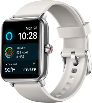 Hamile 1.55" Smart Watch for Android Phones Compatible with iPhone, Fitness Watch with Heart Rate Monitor Sleep Tracker, 5ATM Waterproof Smart Watches for Women Men, 200  Dials, Grey