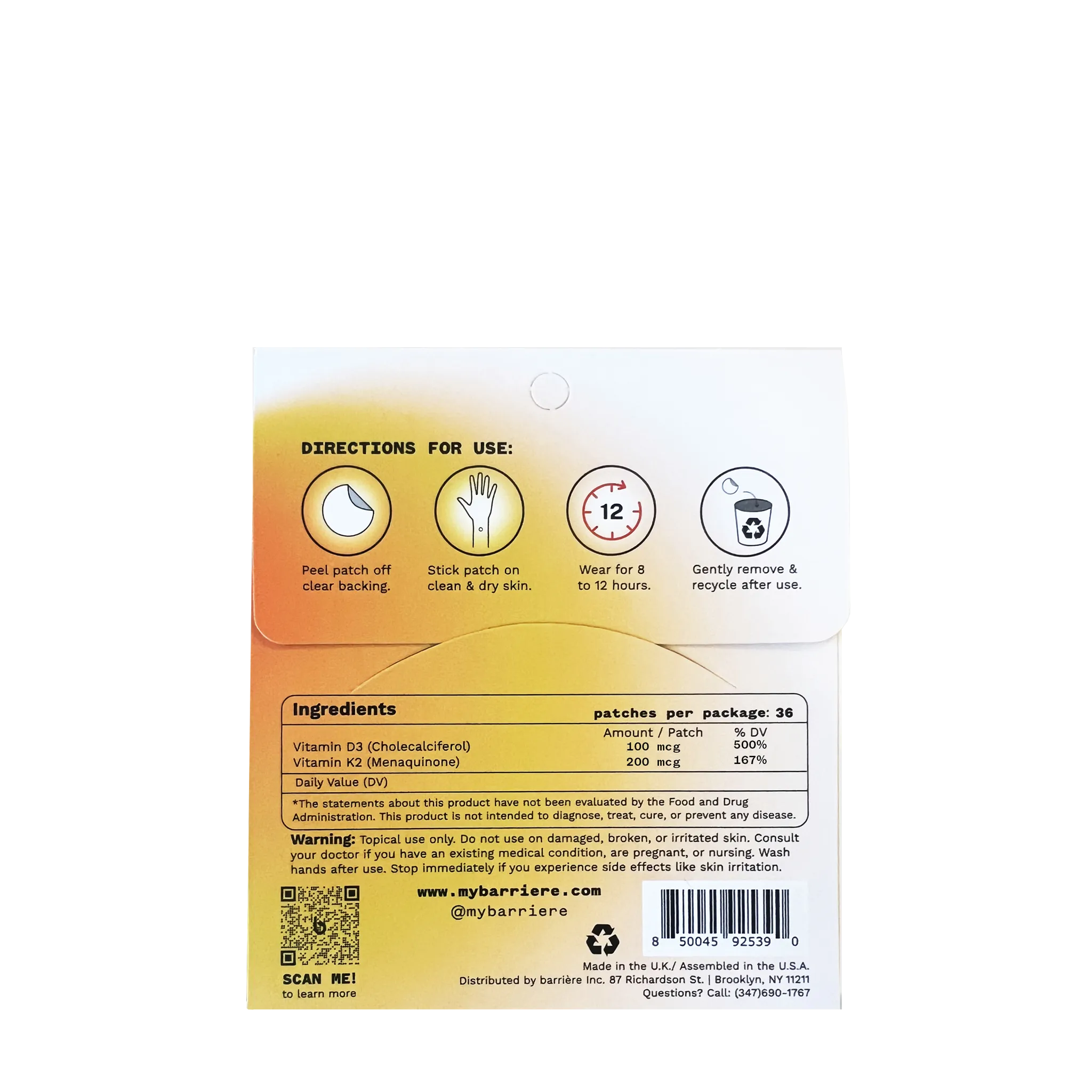 HELLO SUNSHINE Vitamin D3 Patch 36pk - Sun