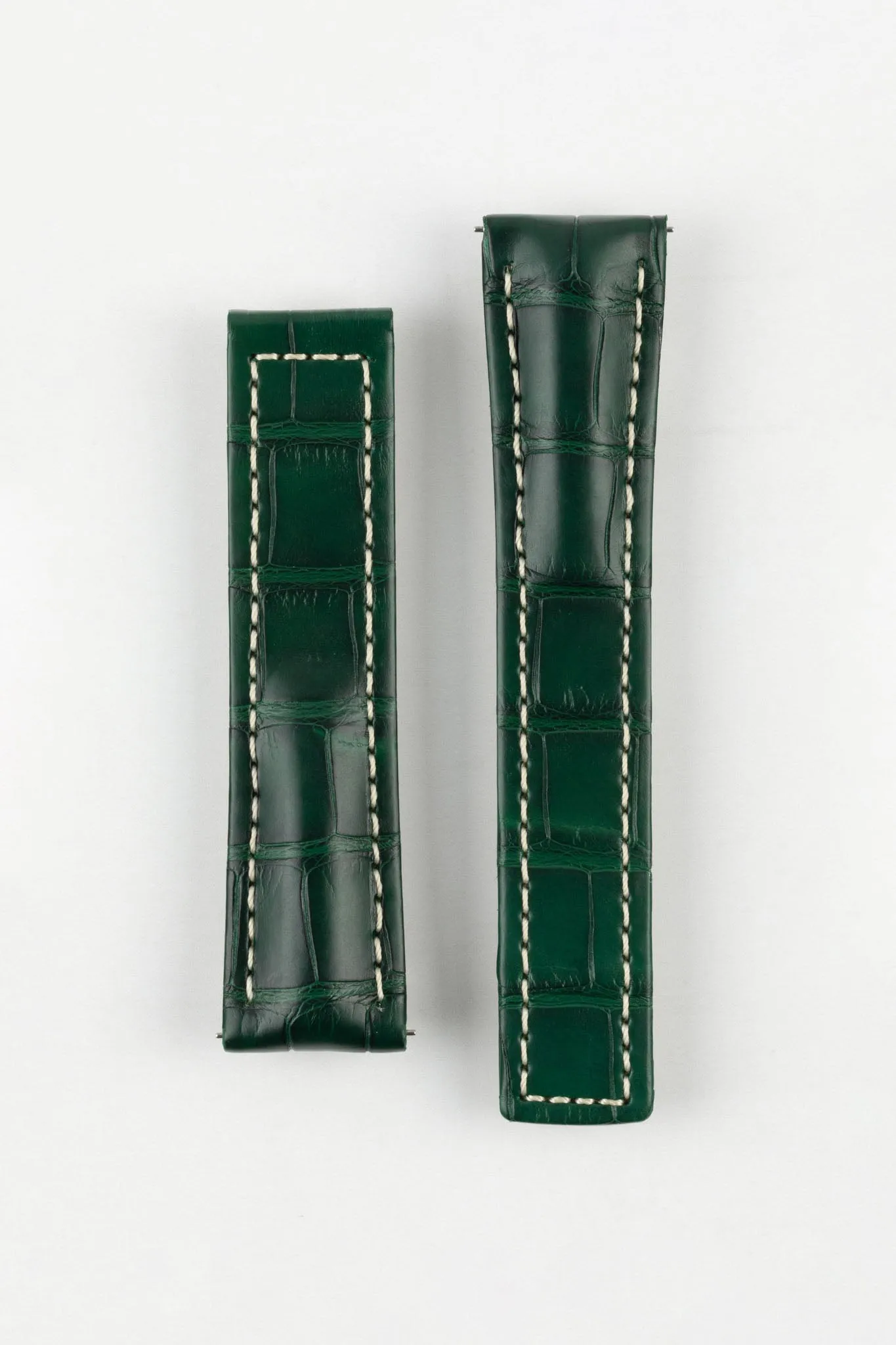 Hirsch NAVIGATOR Alligator Deployment Watch Strap in DARK GREEN