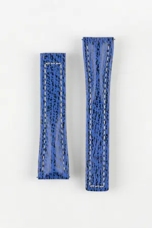 Hirsch NAVIGATOR Shark Skin Deployment Watch Strap in BLUE