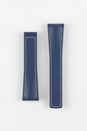 Hirsch SPEED Calfskin Deployment Watch Strap in BLUE/WHITE