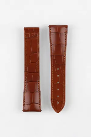 Hirsch VOYAGER Alligator Deployment Watch Strap in GOLD BROWN