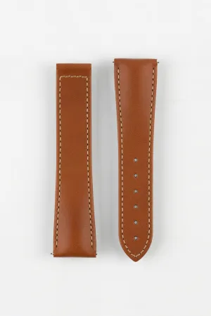 Hirsch VOYAGER Calfskin Deployment Watch Strap in GOLD BROWN/GOLD BROWN