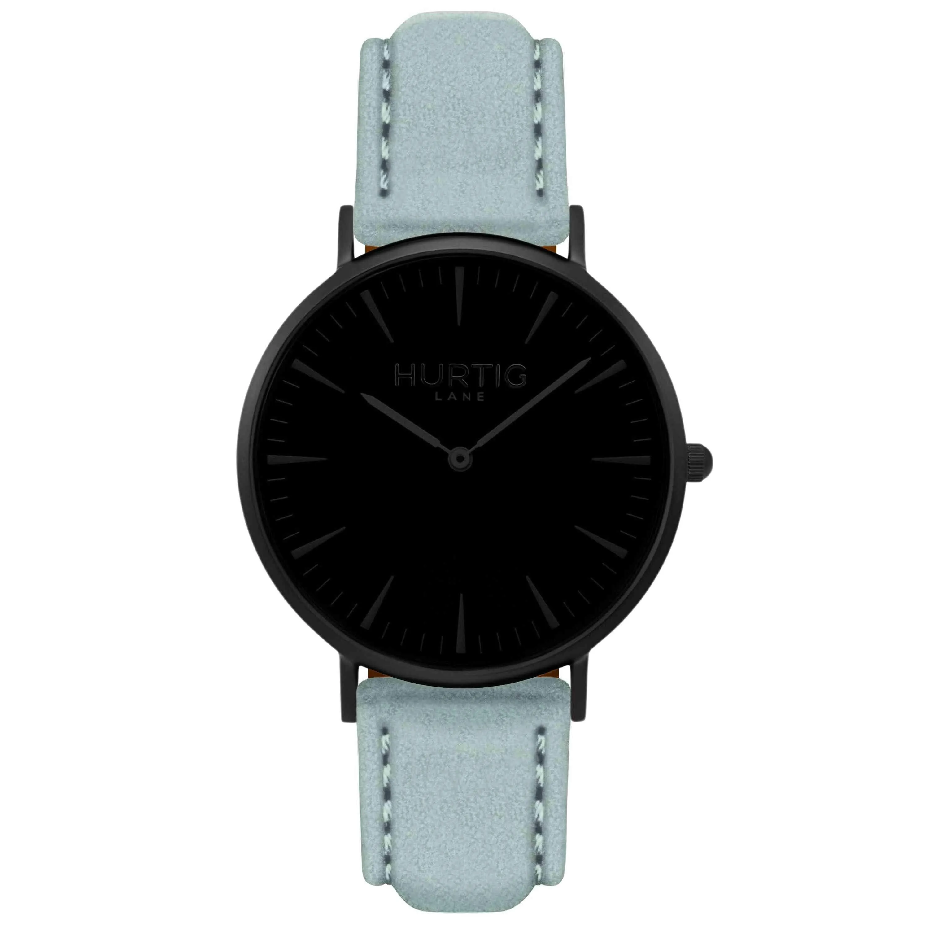 Hymnal Vegan Suede Watch All Black & Duck Egg