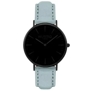 Hymnal Vegan Suede Watch All Black & Duck Egg