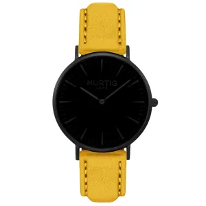 Hymnal Vegan Suede Watch All Black & Mustard