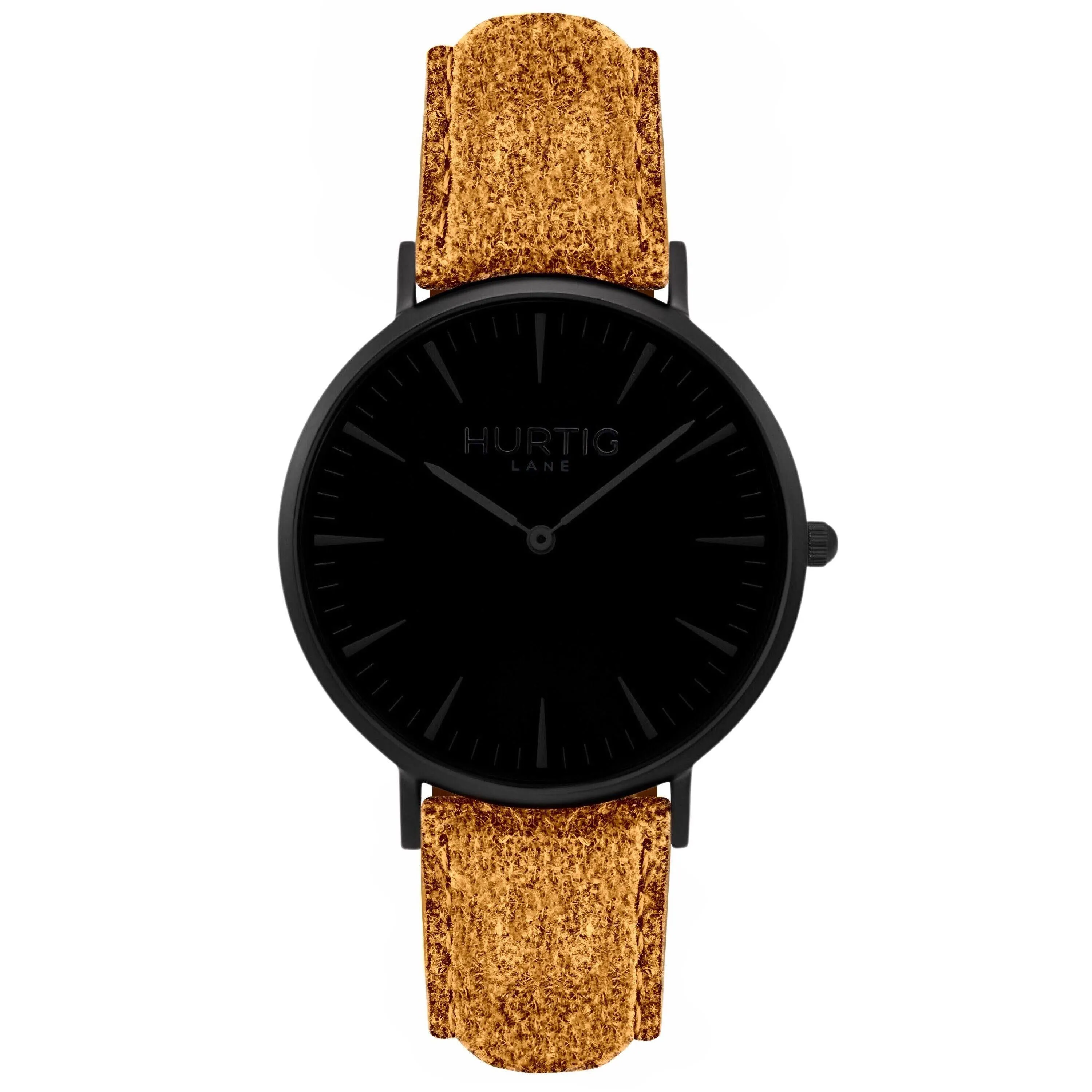 Hymnal Vegan Suede Watch All Black & Mustard