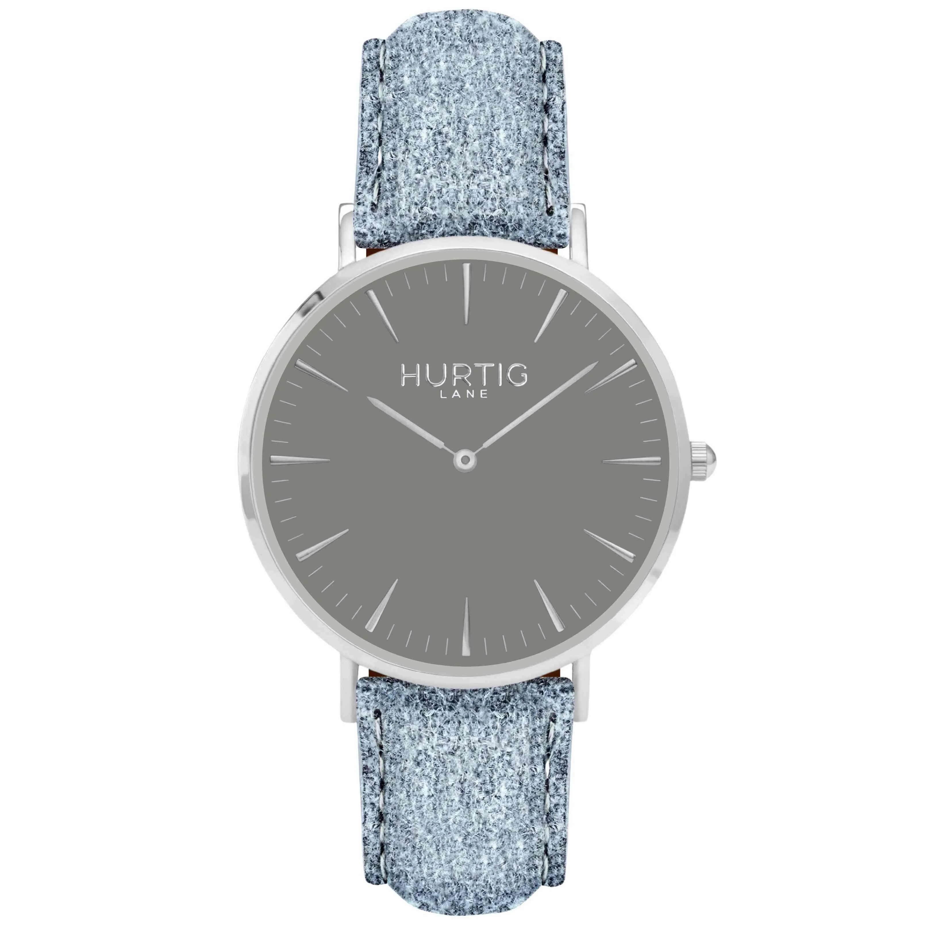 Hymnal Vegan Suede Watch Silver, Grey & Duck Egg