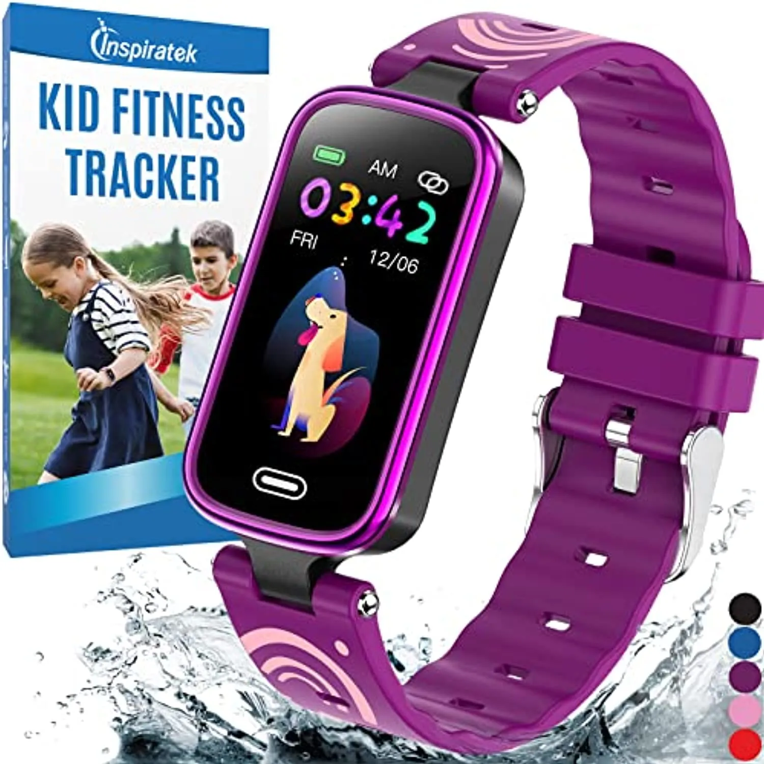 Inspiratek Kids Fitness Tracker for Age 5-16，2022 Upgraded Tracker Kids Watch，Waterproof Watch for Kids with Pedometer，Sleep Monitor & Calorie Counter，Fitness Watch for Kids Girls Boys Teen