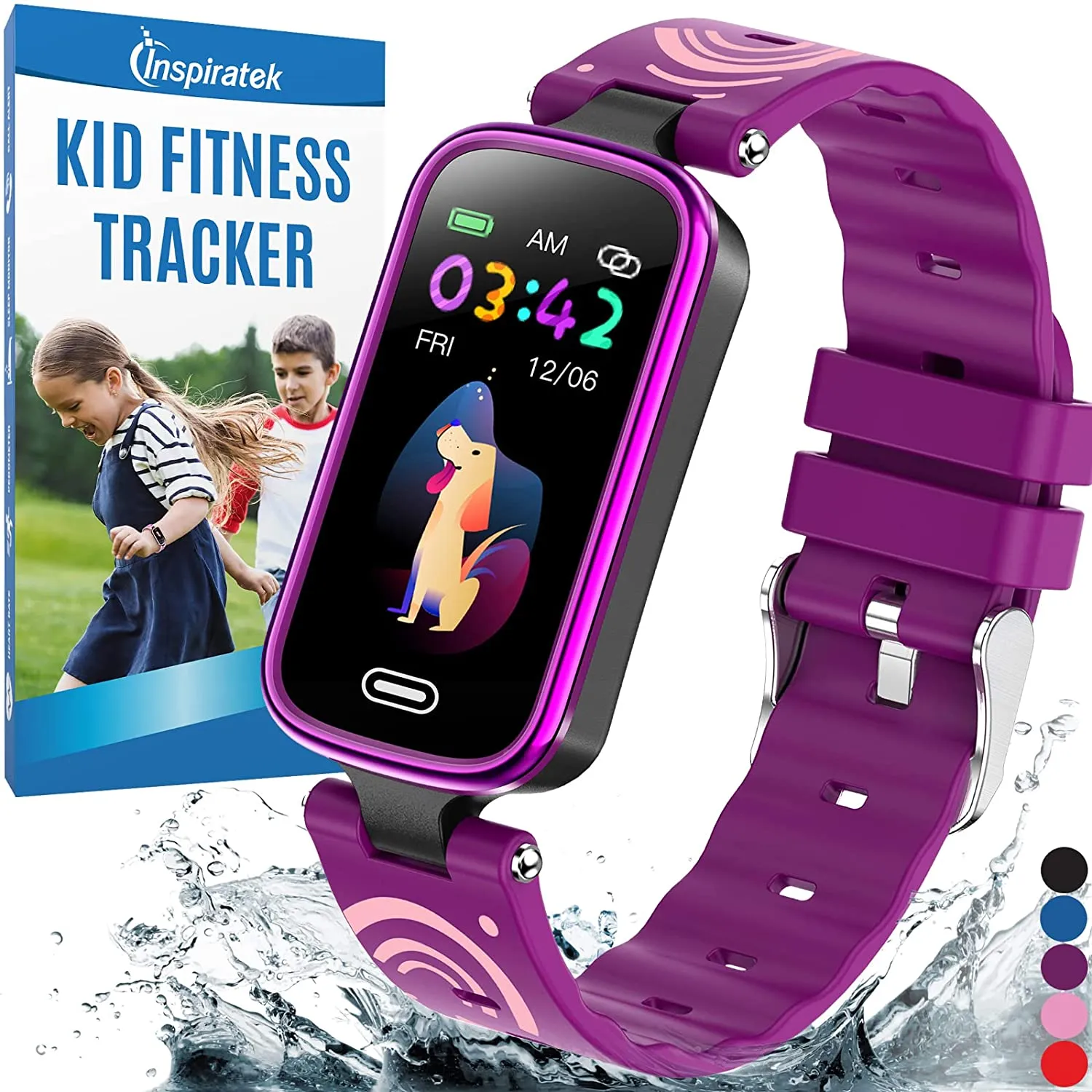 Inspiratek Kids Fitness Tracker for Age 5-16，2022 Upgraded Tracker Kids Watch，Waterproof Watch for Kids with Pedometer，Sleep Monitor & Calorie Counter，Fitness Watch for Kids Girls Boys Teen