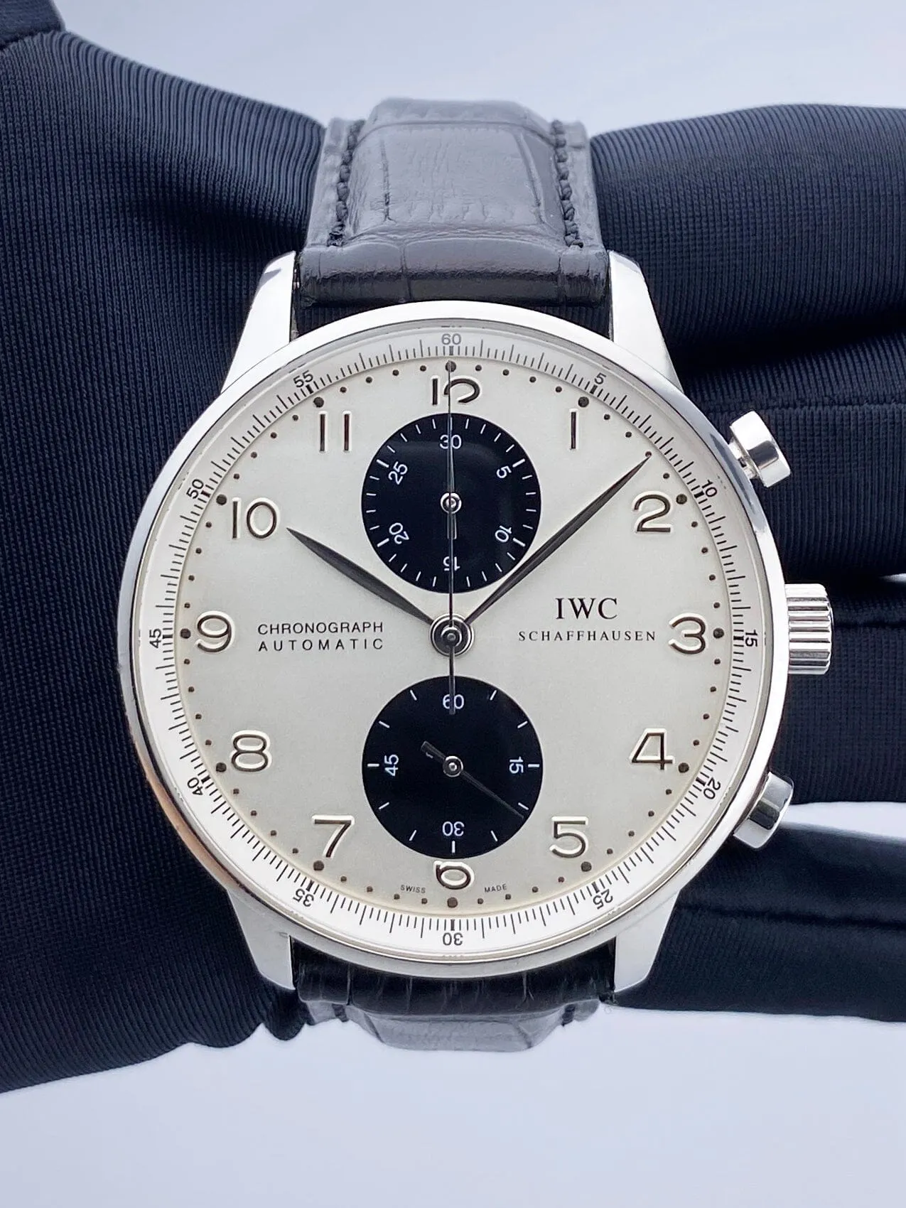IWC Portuguese Chronograph IW371411 Silver Dial Mens Watch Box Papers