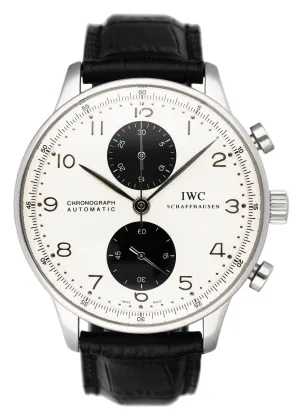IWC Portuguese Chronograph IW371411 Silver Dial Mens Watch Box Papers