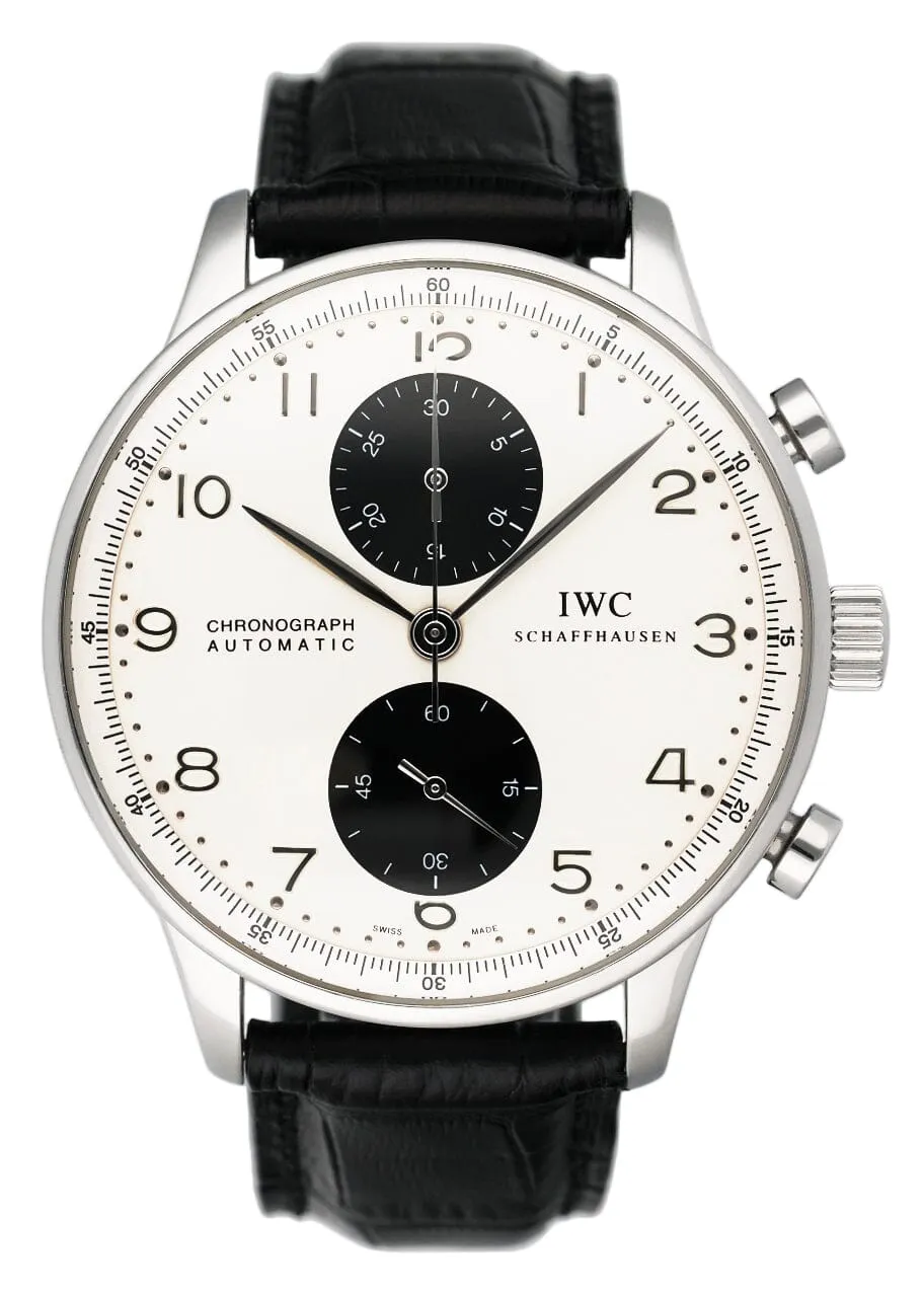 IWC Portuguese Chronograph IW371411 Silver Dial Mens Watch Box Papers