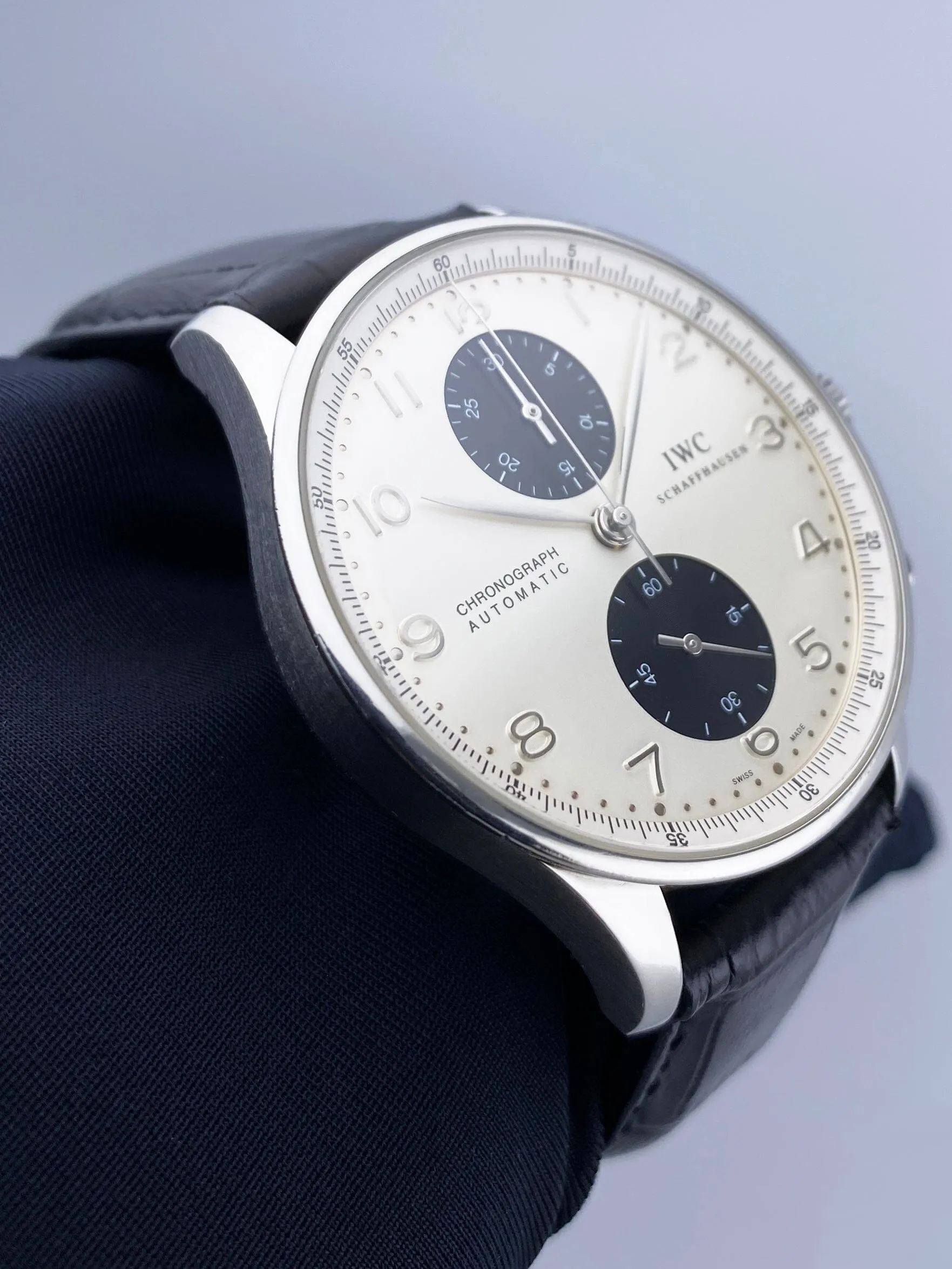 IWC Portuguese Chronograph IW371411 Silver Dial Mens Watch Box Papers
