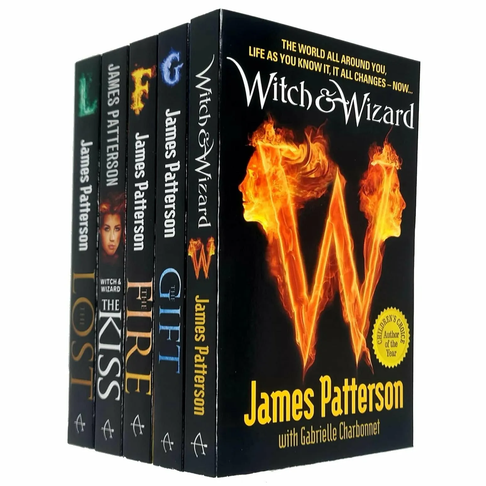James patterson witch & wizard series 5 books collection set The world is changing,The Gift Ever since,The Fire Whit,The Kiss,The Lost Whit