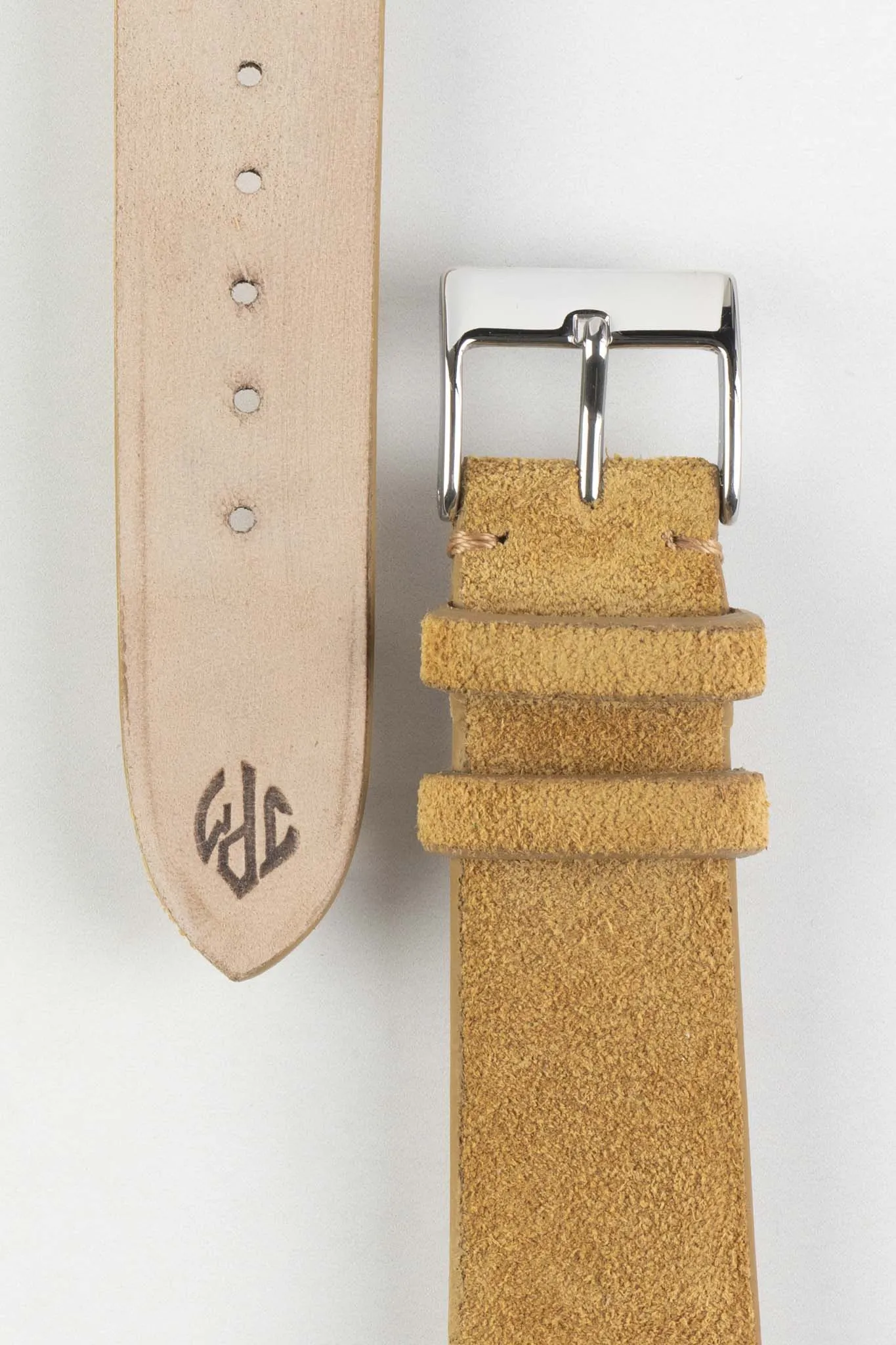 JPM Italian Suede Leather Watch Strap in BEIGE