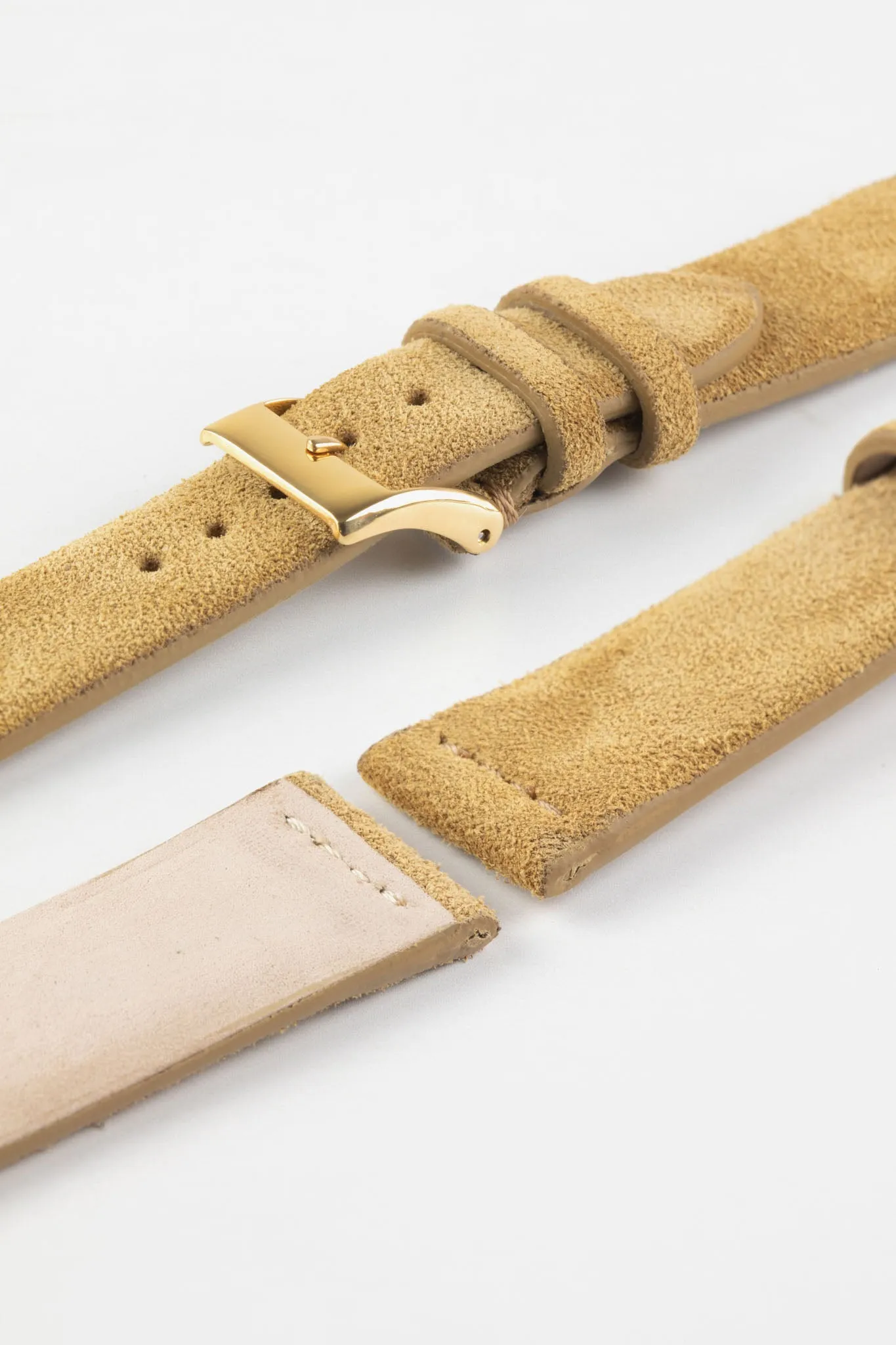 JPM Italian Suede Leather Watch Strap in BEIGE