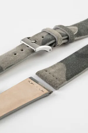 JPM Italian Suede Leather Watch Strap in TAUPE CAMOUFLAGE