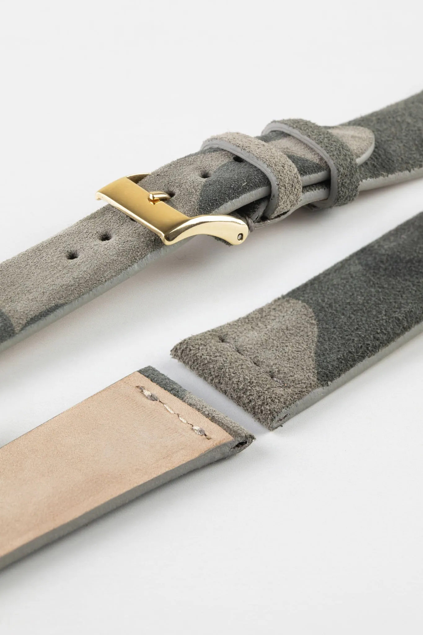 JPM Italian Suede Leather Watch Strap in TAUPE CAMOUFLAGE