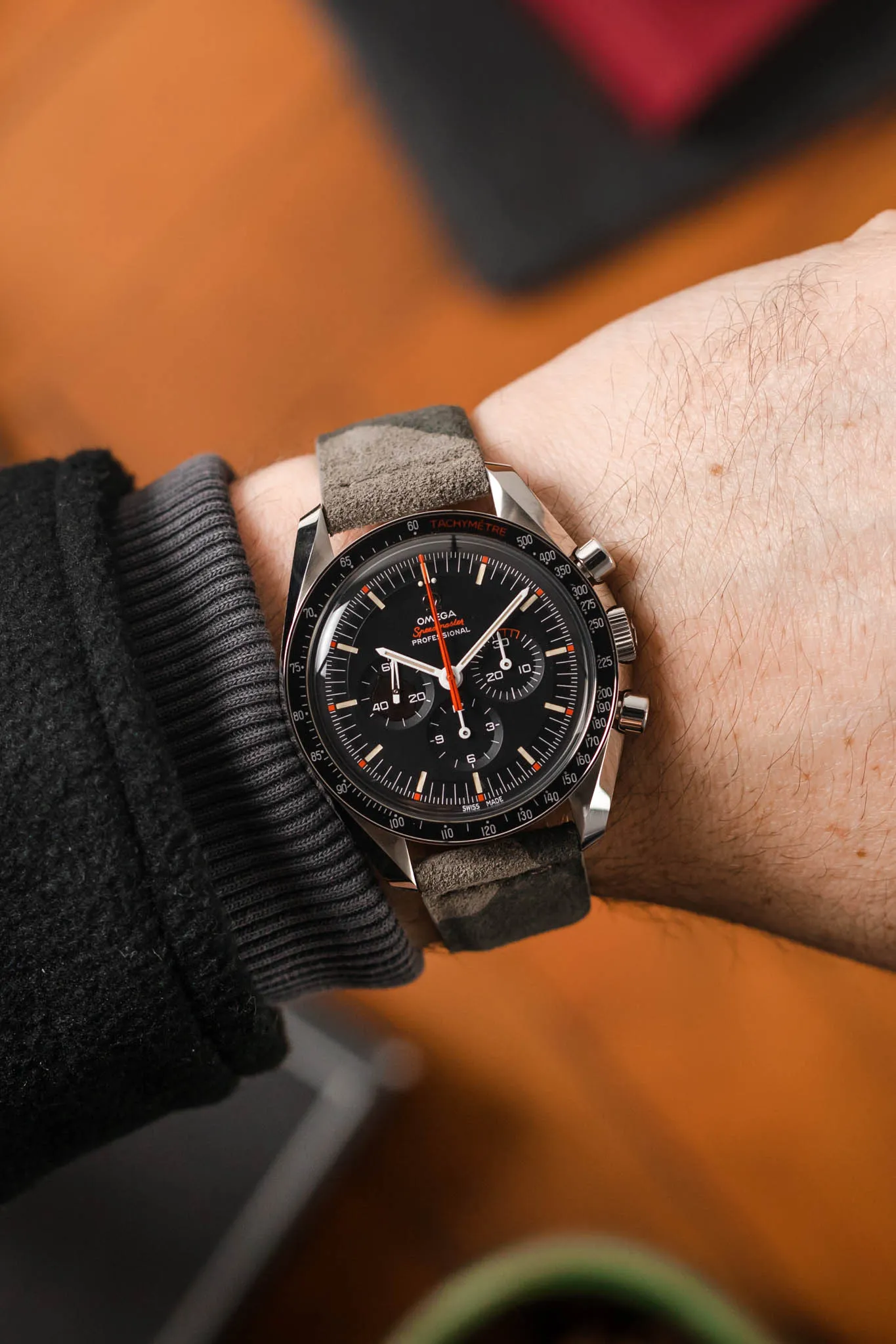 JPM Italian Suede Leather Watch Strap in TAUPE CAMOUFLAGE
