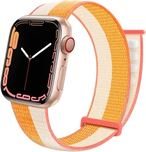 JuQBanke Sport Loop Band Compatible with Apple Watch Band 38mm 40mm 41mm 42mm 44mm 45mm iWatch Series 7 6 5 SE 4 3 2 1 Strap Nylon Weave Women Men Stretchy Elastic Braided Replace Wristband Breathable